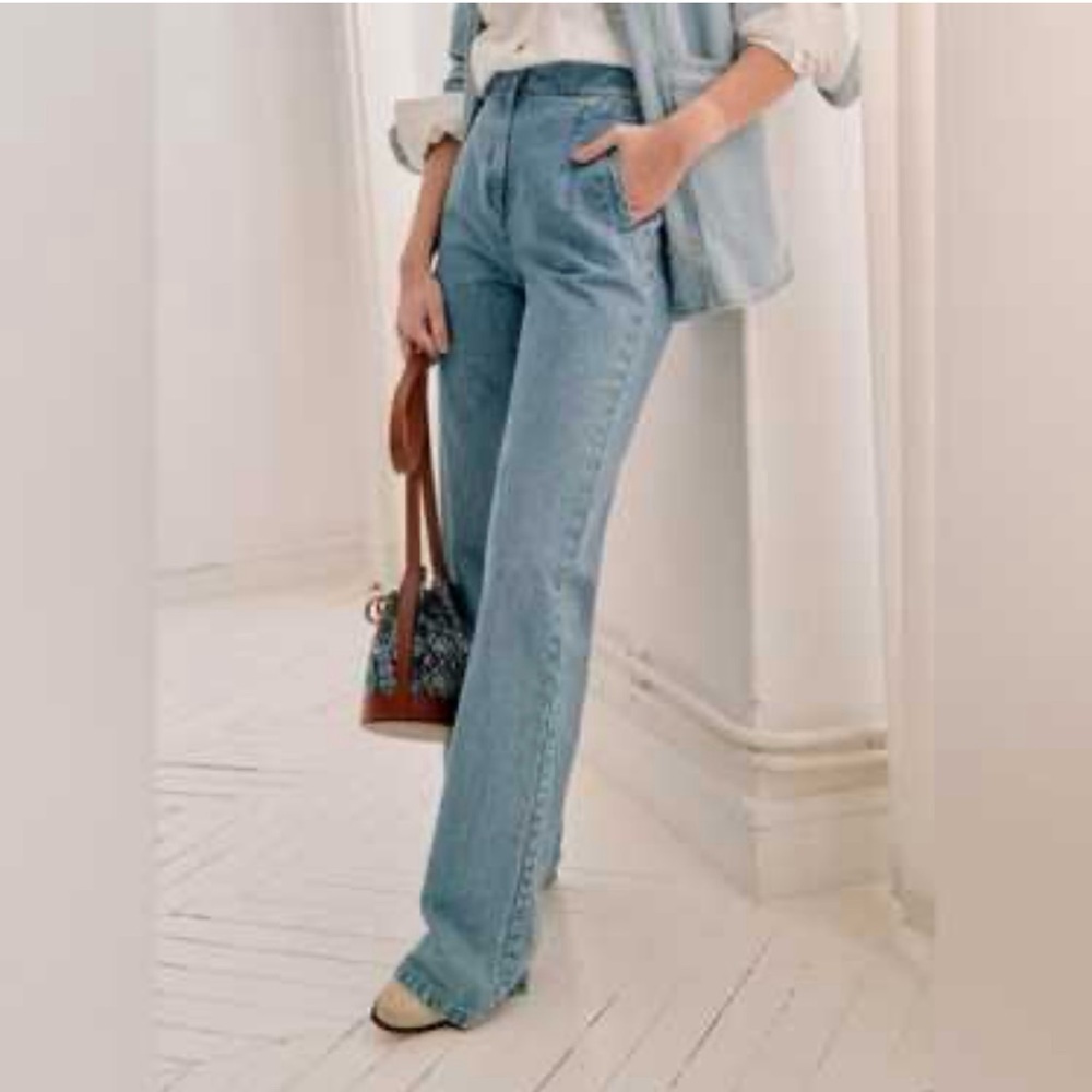 Sezane Light Blue Wide-Leg Jeans